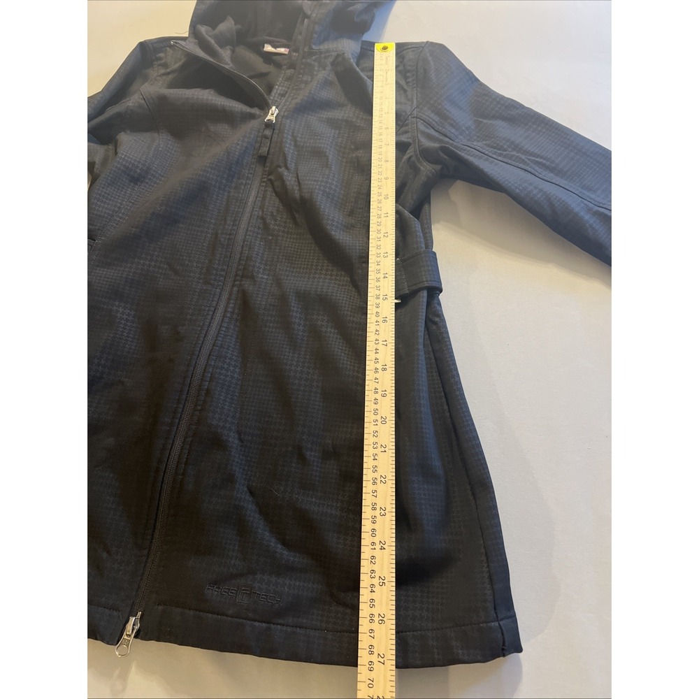 Size S 4-6 Women's Free Tech Black Hooded Full Zip Jacket Soft Shell Mint C - Picture 7 of 7